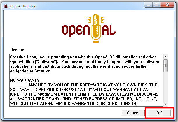 Возможно модуль openal32 dll не совместим с версией windows